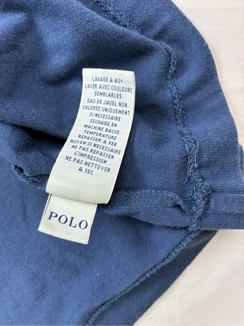 Polo Ralph Lauren Navy V-Neck Tee with Red Polo Emblem